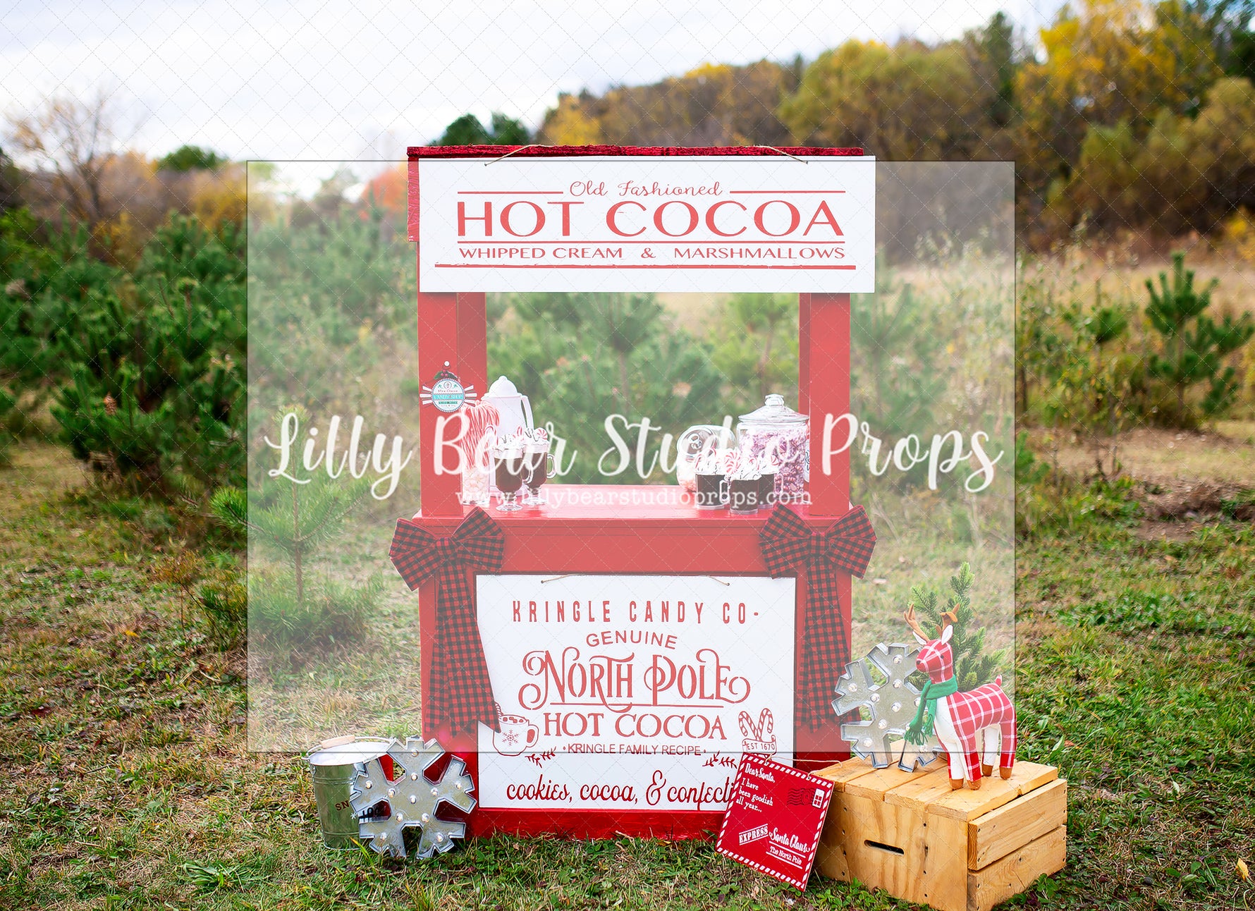 Old Fashion Cocoa Stand - Lilly Bear Studio Props, christmas, Cozy, Decorated, Festive, Giving, Holiday, Holy, Hopeful, Joyful, Merry, Peaceful, Peacful, Red & Green, Seasonal, Winter, Xmas, Yuletide