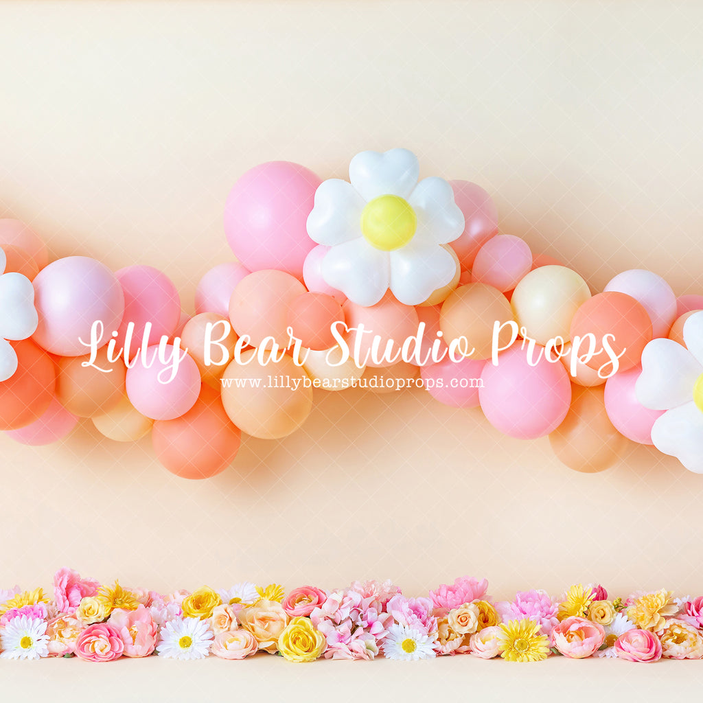 Oopsy Daisy Floral - Lilly Bear Studio Props, blooming flowers, bright flowers, daisy, daisy balloons, daisy floral, daisy flowers, daisy garland, floral, floral arch, floral balloons, pastel, pastel balloon garland, pastel balloons, pastel green, pastel orange, pastel pink