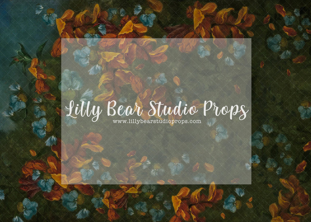 Orange Blue Floral - Lilly Bear Studio Props, fine art, floral, girls, hand painted
