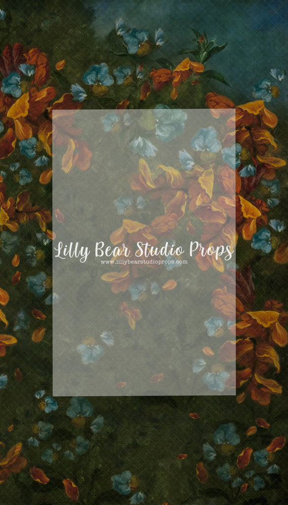 Orange Blue Floral - Lilly Bear Studio Props, fine art, floral, girls, hand painted
