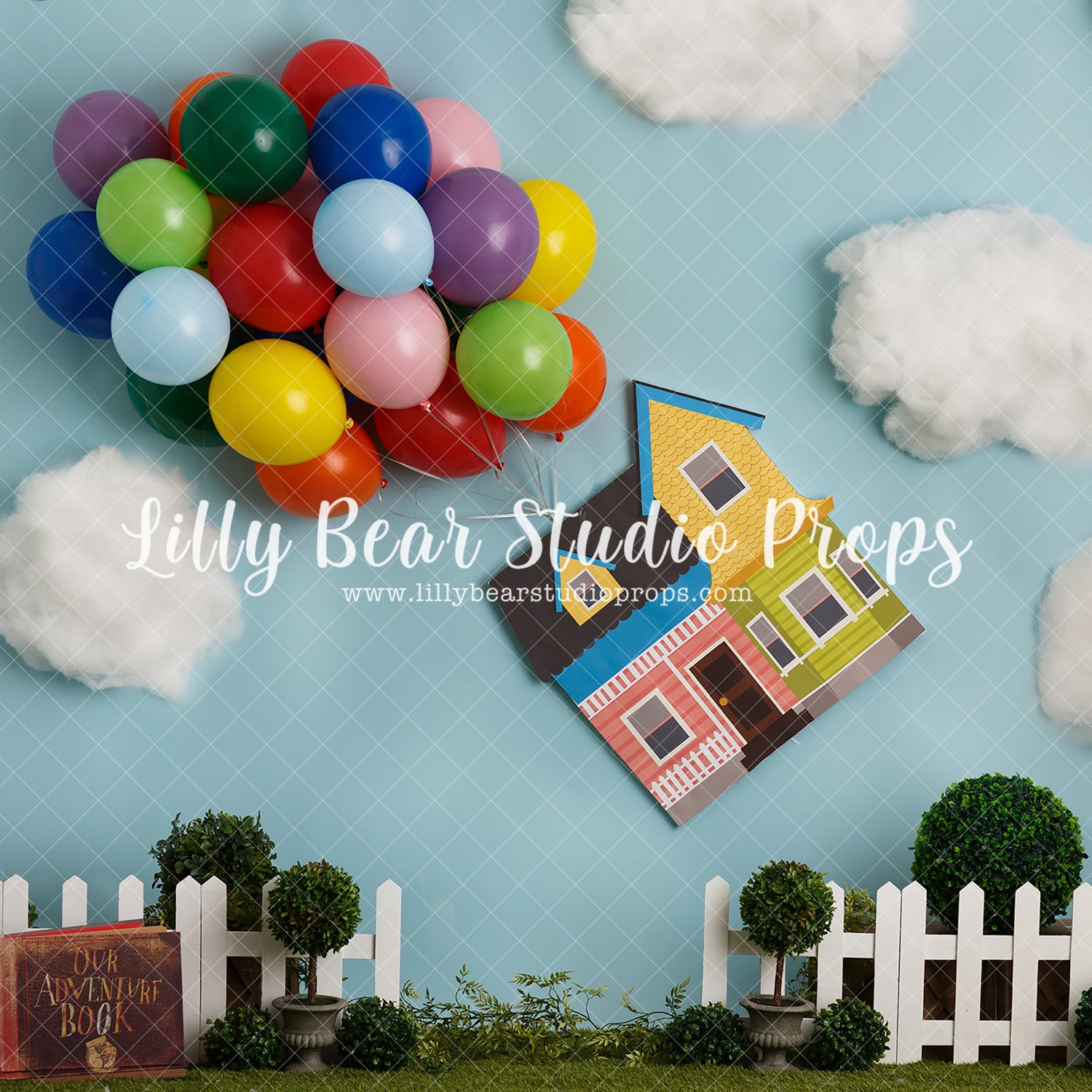 Our Adventure - Lilly Bear Studio Props, balloon garland, balloons, blue, FABRICS, flying, hot air balloon, hot air balloons, UP, up and away, up movie, white