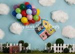 Our Adventure - Lilly Bear Studio Props, balloon garland, balloons, blue, FABRICS, flying, hot air balloon, hot air balloons, UP, up and away, up movie, white