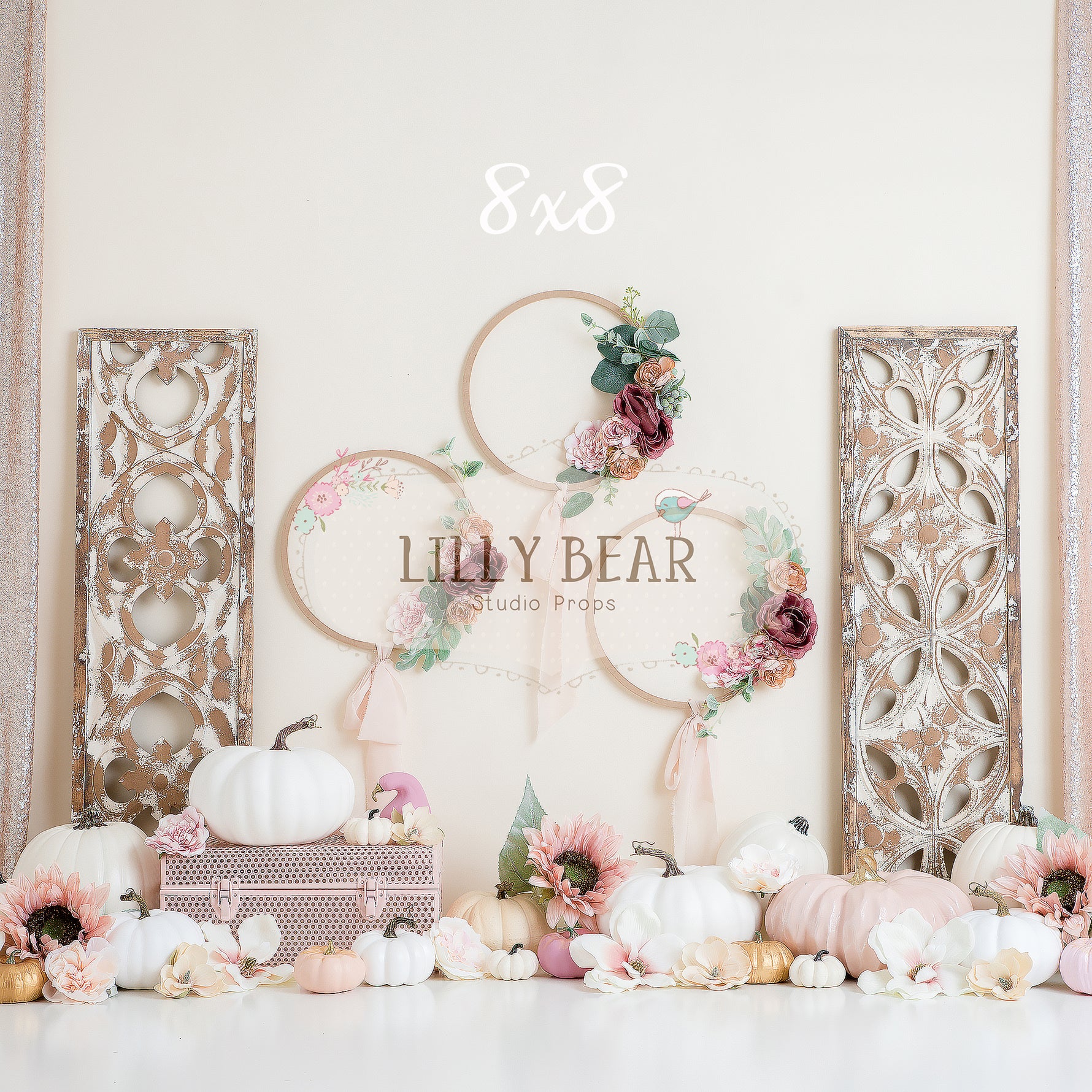 Glam Pumpkins by Lilly Bear Studio Props sold by Lilly Bear Studio Props, FABRICS - girl - pink - pumpkins - vintage