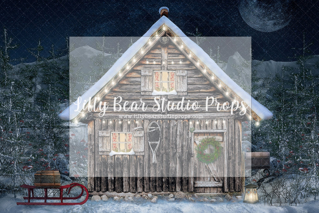Christmas Cabin TESTER - Lilly Bear Studio Props, christmas, Cozy, Decorated, Festive, Giving, Holiday, Holy, Hopeful, Joyful, Merry, Peaceful, Peacful, Red & Green, Seasonal, Winter, Xmas, Yuletide