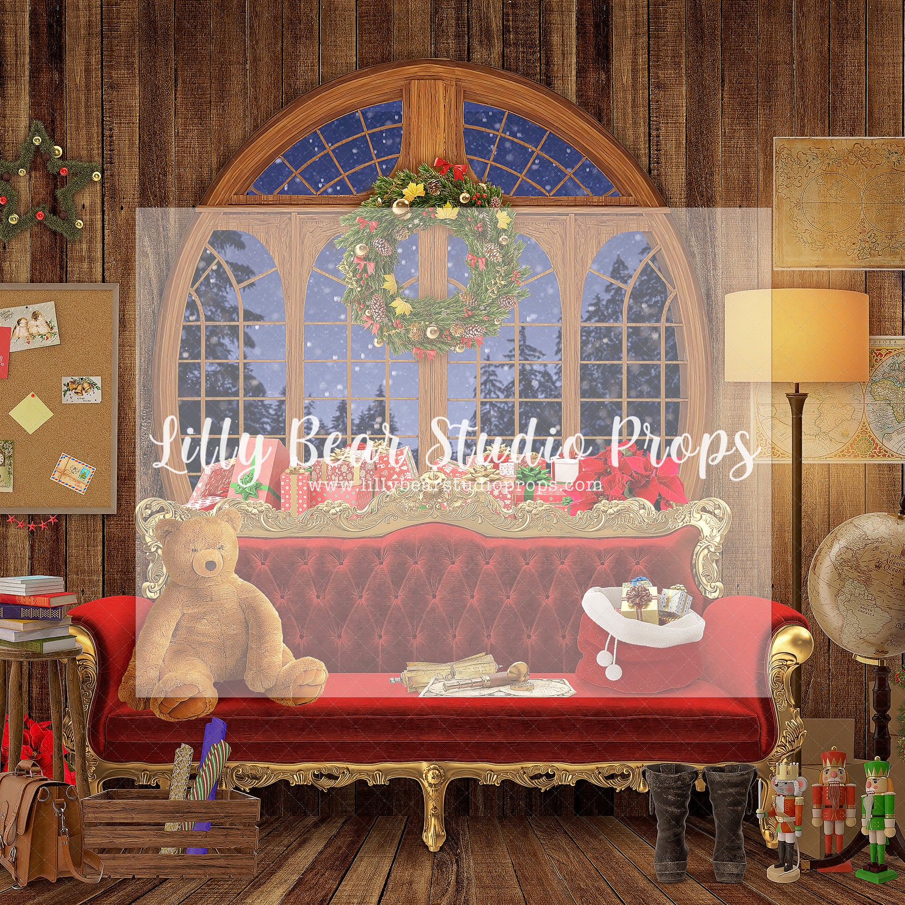Santas Back Office - Lilly Bear Studio Props, christmas, Cozy, Decorated, Festive, Giving, Holiday, Holy, Hopeful, Joyful, Merry, Peaceful, Peacful, Red & Green, Seasonal, Winter, Xmas, Yuletide