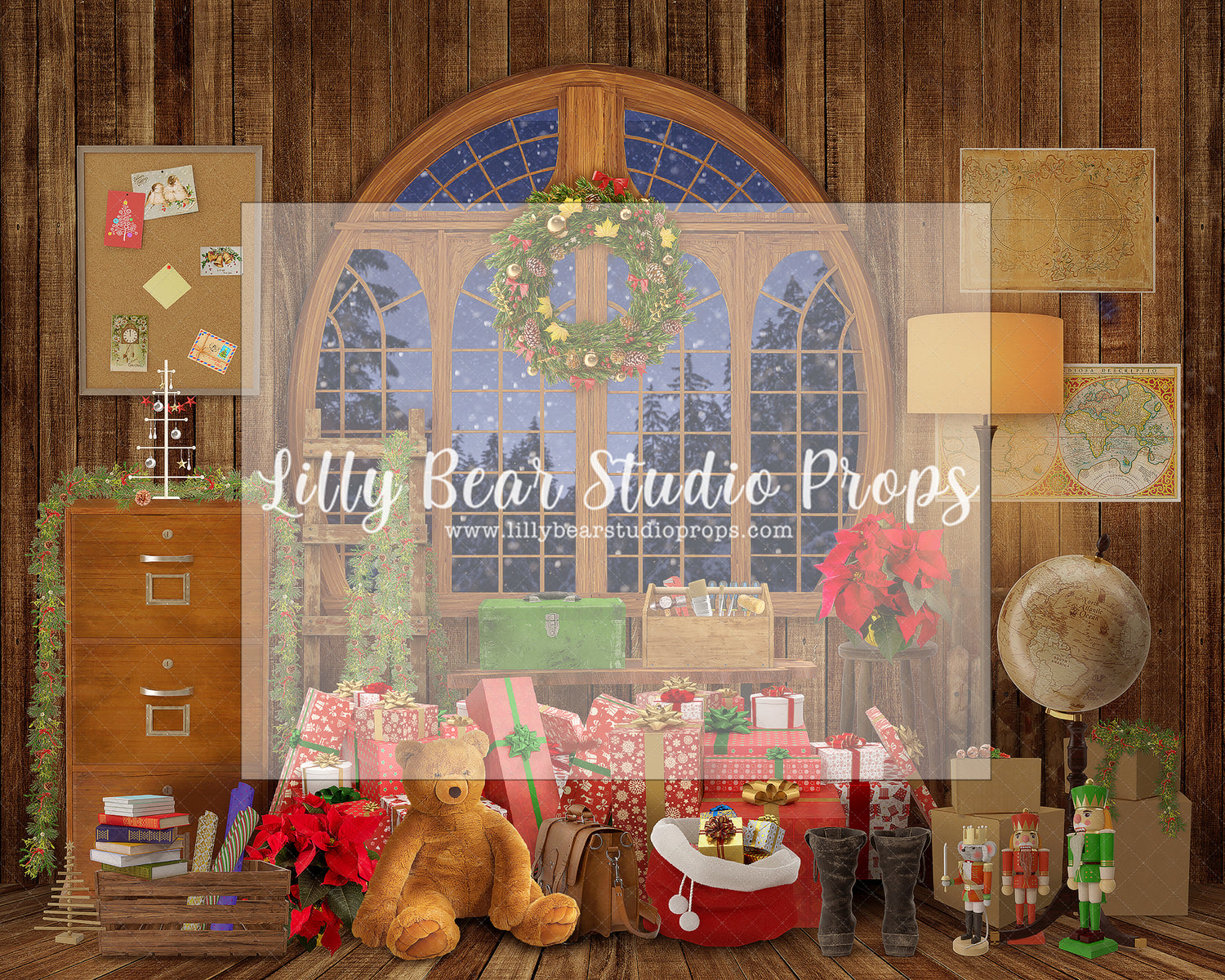 Santa's Filling Cabinet - Lilly Bear Studio Props, christmas, Cozy, Decorated, Festive, Giving, Holiday, Holy, Hopeful, Joyful, Merry, Peaceful, Peacful, Red & Green, Seasonal, Winter, Xmas, Yuletide