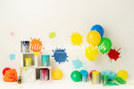 Paint Me Happy - Lilly Bear Studio Props, hand painted, paint, paint can, paint splat, paint strokes, painted, painted rainbow, painting, splatter paint