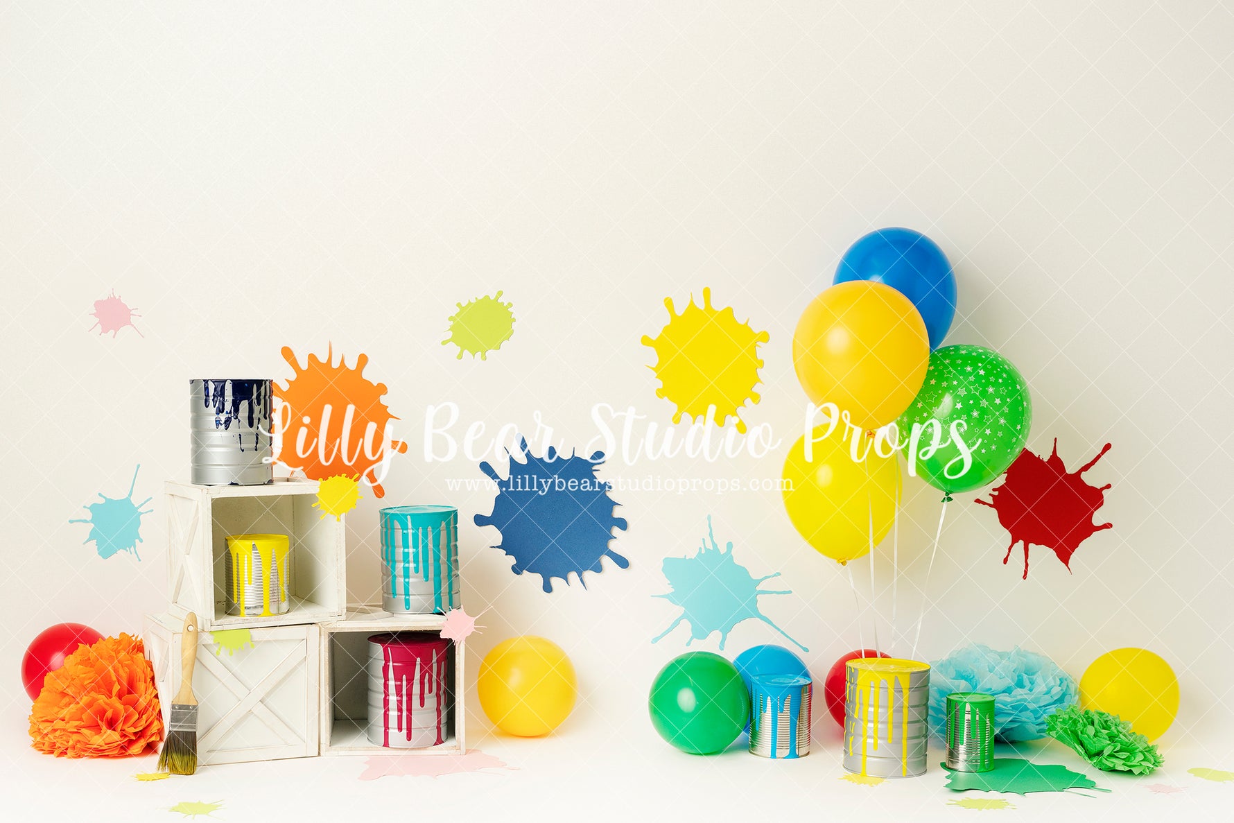 Paint Me Happy - Lilly Bear Studio Props, hand painted, paint, paint can, paint splat, paint strokes, painted, painted rainbow, painting, splatter paint