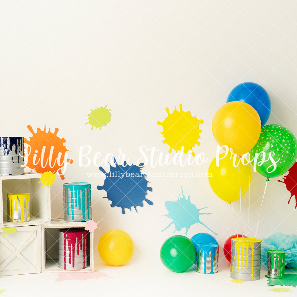 Paint Me Happy - Lilly Bear Studio Props, hand painted, paint, paint can, paint splat, paint strokes, painted, painted rainbow, painting, splatter paint
