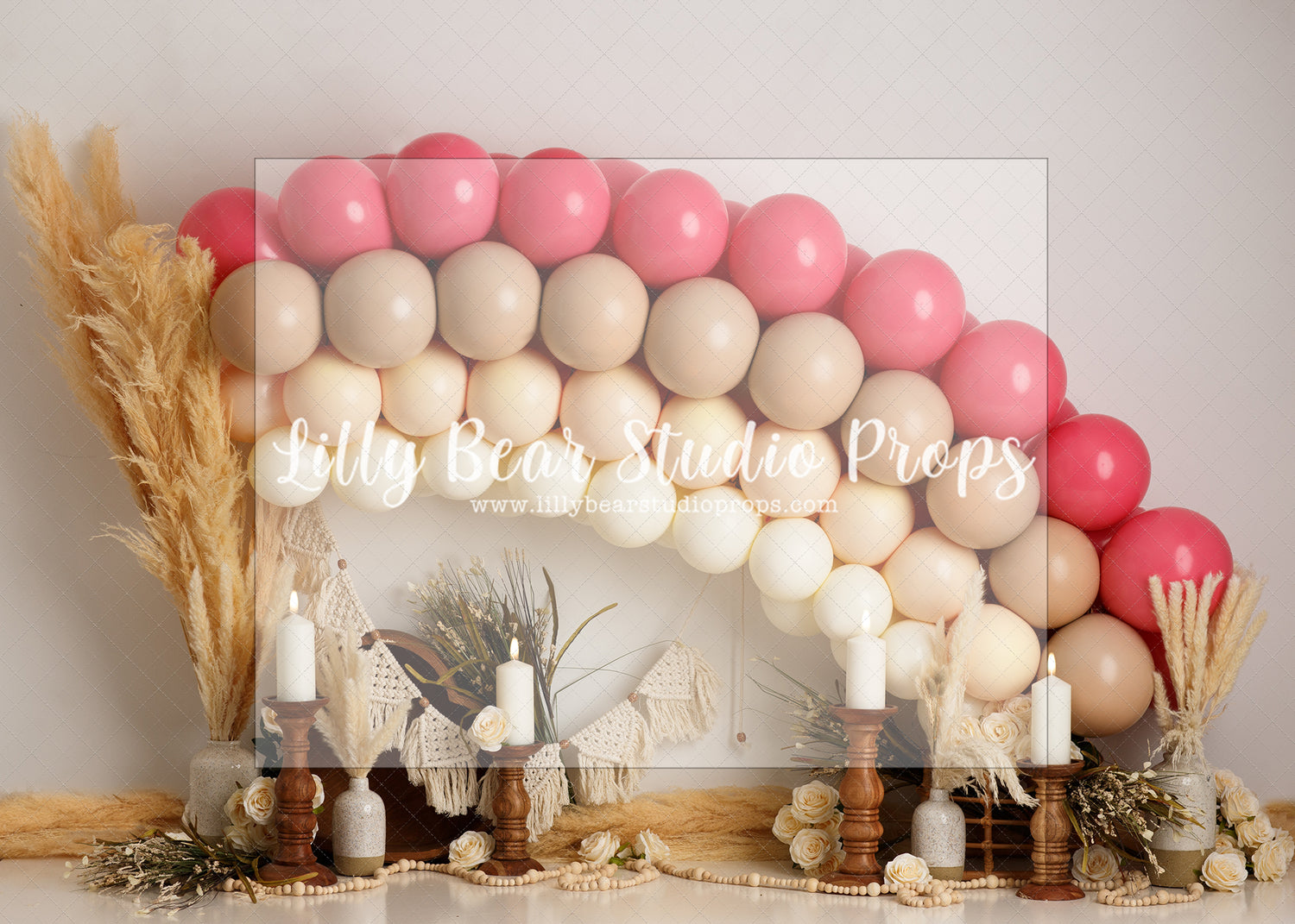Pampas Over The Rainbow - Lilly Bear Studio Props, boho pink, boho teepee, FABRICS, pink white, pink white and gold, pink white and rose gold, teepee, teepee tent