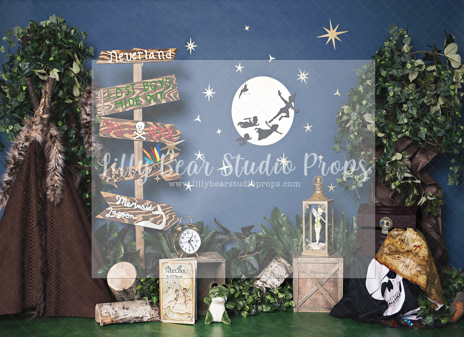 Pan goes to Neverland by Angelica Knowland - Lilly Bear Studio Props, disney, lost boys, neverland, peter pan, peter pan moon, skull rock, the lost boys, tinker bell, wendy