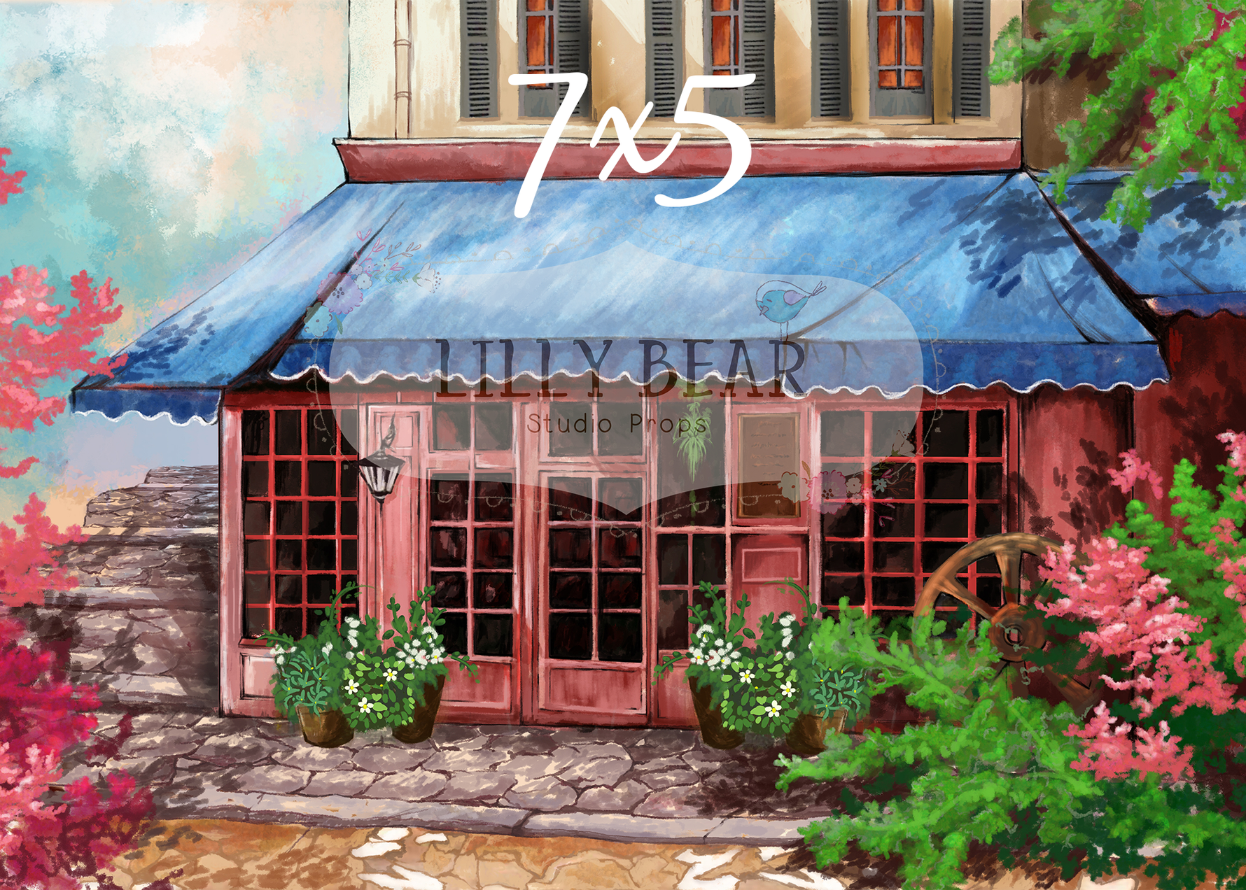 Paris Cafe by Lilly Bear Studio Props sold by Lilly Bear Studio Props, cafe - FABRICS - floral shop - little shop - par