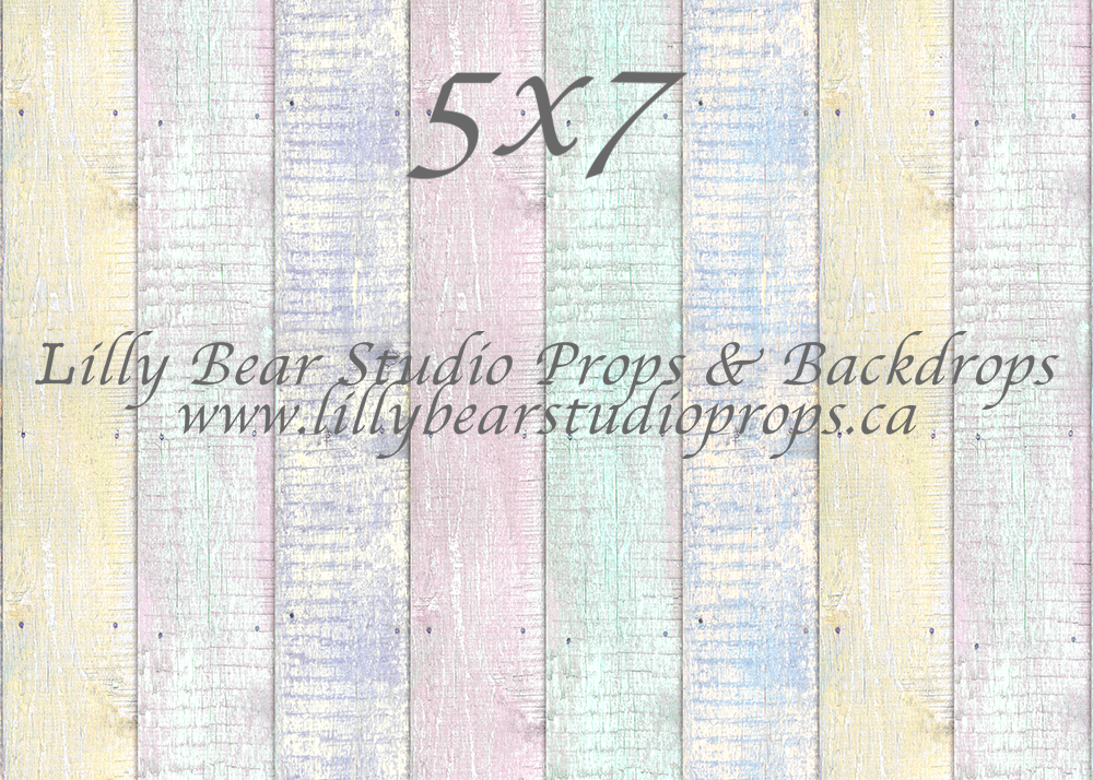 Pastel Chalk Vertical Wood Planks Neoprene - Lilly Bear Studio Props, barn, barn wood, blue, dark wood, easter, FLOORS, girl, girls, green, LB Pro, pastel, pink, pro floor, pro floordrop, rustic wood, wood, yellow