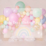 Pastel Shimmer Rainbow Balloon Garland - Lilly Bear Studio Props, balloon, balloon arch, balloon rainbow, boho pastel rainbow, cloud, cloud rainbow, clouds, colourful rainbow, colours of the rainbow, pastel, pastel balloon garland, pastel balloon wall, pastel balloons, pastel blue, pastel rainbow, purple pastel balloons, rainbow cloud, raining rainbow