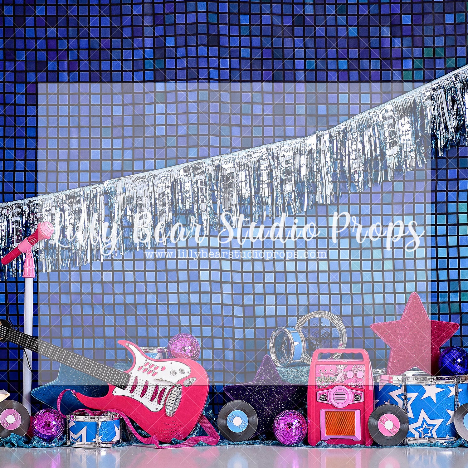 Lets Rock Out - Lilly Bear Studio Props, boom box, country music, electric guitar, guitar, music, music note, musician, record, retro music, rock & roll, rock and roll, rock oin, rock on, rock star, rolling stones, star, vinyl records, Wrinkle Free Fabric