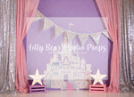 ONCE UPON A CASTLE - Lilly Bear Studio Props, Disney princess, Fabric, little princess, pink, pink and silver, pretty little princess, pretty princess, princess, princess cake smash, princess castle, princess party, princess wall, princesses, Wrinkle Free Fabric