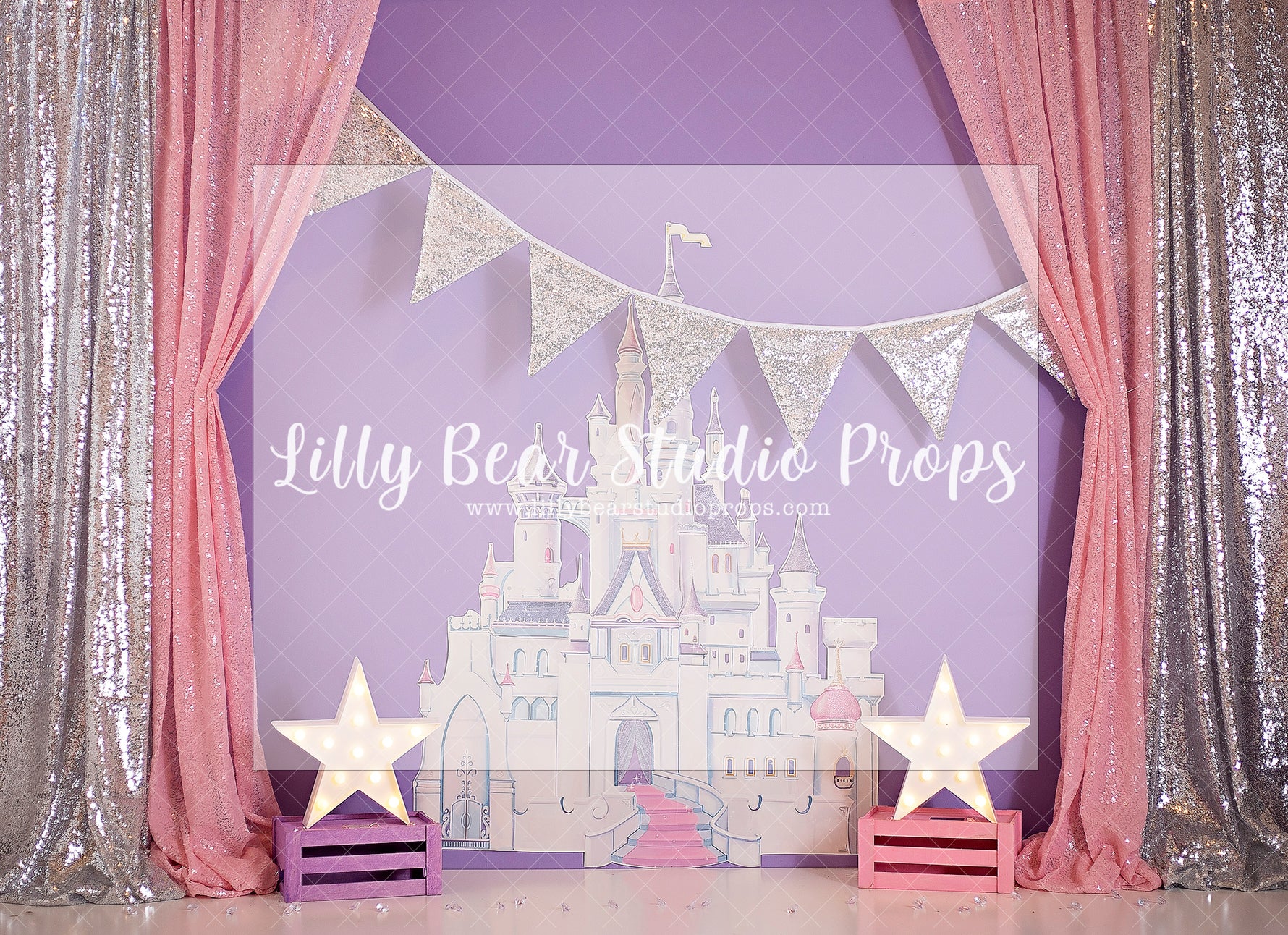 ONCE UPON A CASTLE - Lilly Bear Studio Props, Disney princess, Fabric, little princess, pink, pink and silver, pretty little princess, pretty princess, princess, princess cake smash, princess castle, princess party, princess wall, princesses, Wrinkle Free Fabric