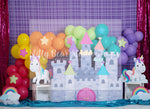 Unicorn Palace - Lilly Bear Studio Props, Fabric, glitter, little princess, pink, pink and silver, pink gold and teal, pink purple teal, pretty little princess, pretty princess, princess, princess cake smash, princess castle, princess party, princess wall, princesses, purple teal, teal, unicorn land, Wrinkle Free Fabric