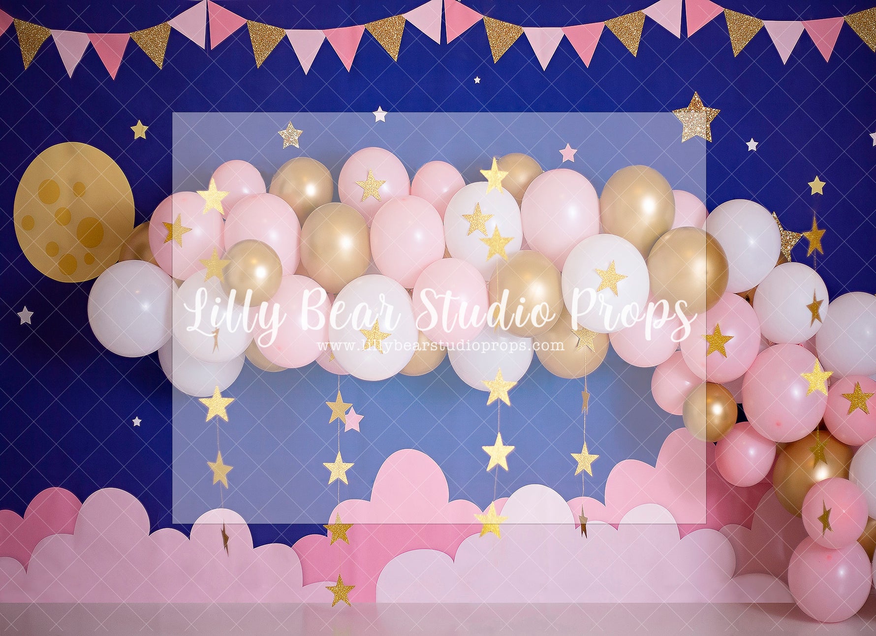 A Very Starry Night - Lilly Bear Studio Props, balloon, balloon arch, boys, clouds, clouds and stars, galaxy space, gold star, gold stars, hand painted, little stars, marquee stars, moon and stars, moon stars, night sky, pink and blue, pink and gold, pink and gold balloons, pink and gold garland, shimmer stars, sky, space and stars, stardust, stars, twinkle lights, twinkle twinkle, twinkle twinkle little star, white and gold, white and gold balloons, white balloon garland