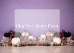 PUMPKINS ON PURPLE - Lilly Bear Studio Props, floral pumpkin, girl pumpkin, girls, girls birthday, lil pumpkin, little pumpkin, my little pumpkin, our little pumpkin, pink pumpkin, purple pumpkin, white pumpkin, Wrinkle Free Fabric