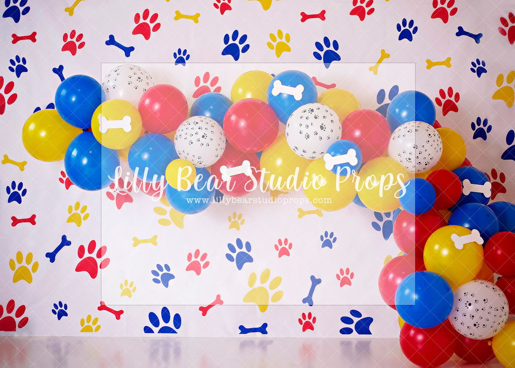 Puppy Party - Lilly Bear Studio Props, chase, dog, dog bone, doggy, paw patrol, puppy love, puppy spots, ruble, sky paw patrol, the dog house, Wrinkle Free Fabric