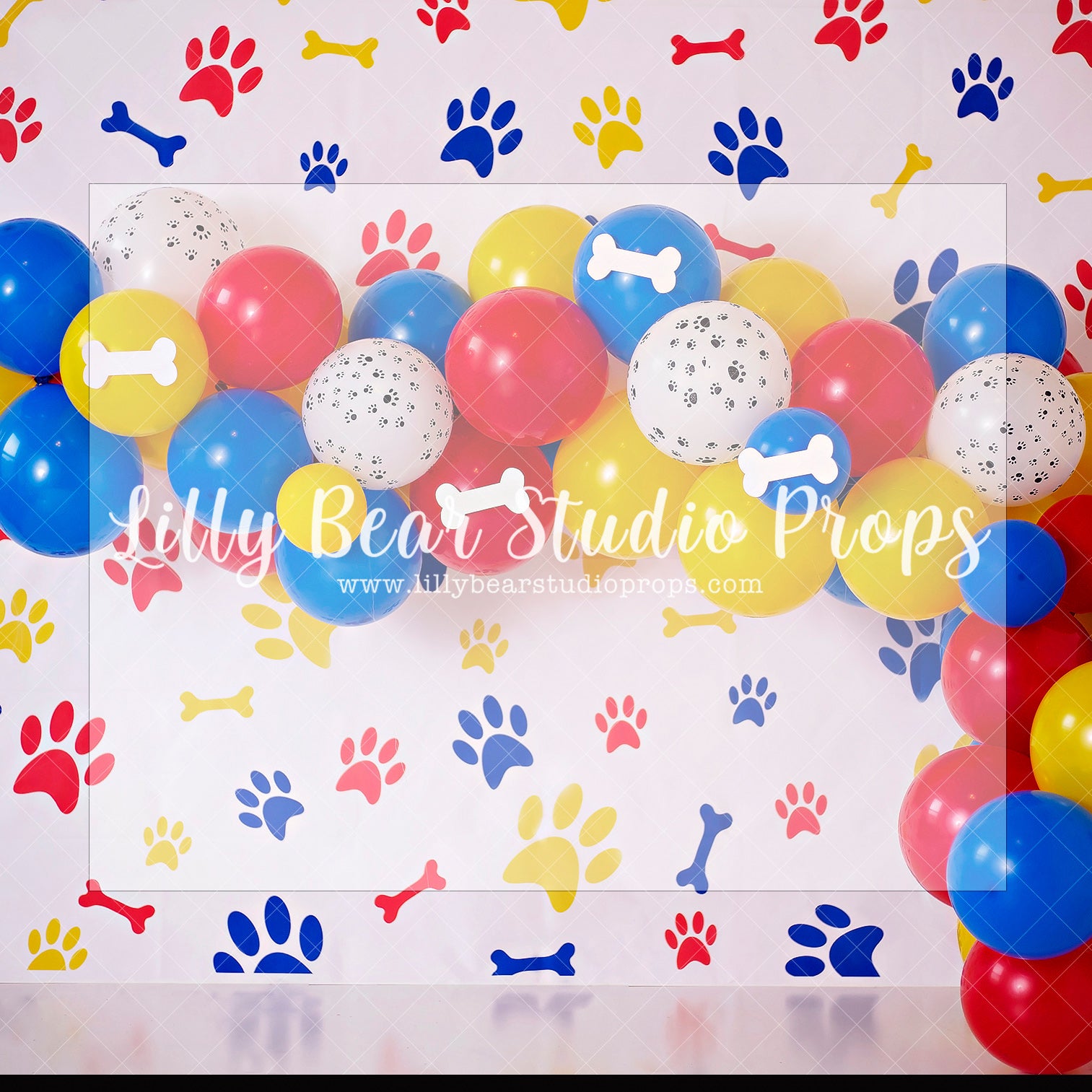 Puppy Party - Lilly Bear Studio Props, chase, dog, dog bone, doggy, paw patrol, puppy love, puppy spots, ruble, sky paw patrol, the dog house, Wrinkle Free Fabric