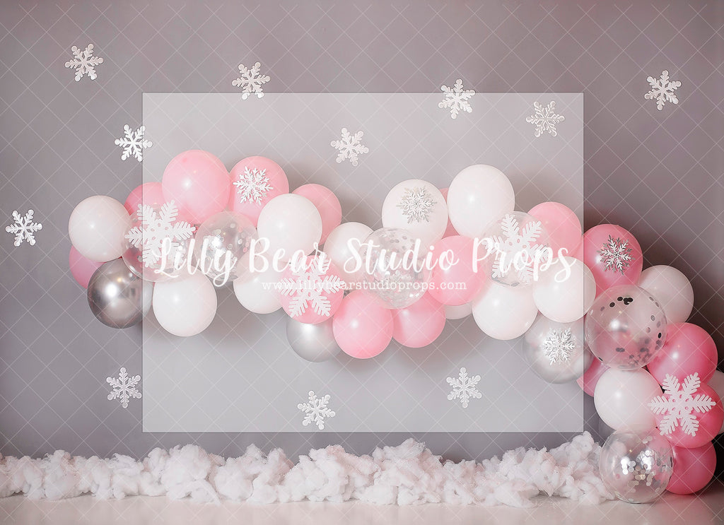 Pink & Grey Birthday Bash - Lilly Bear Studio Props, Fabric, frozen, girls, one-derful, one-derland, pink and grey, snow, snow princess, winter one-derland, winter onederland, Wrinkle Free Fabric