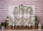 VIOLET SPRING BLOOMS - Lilly Bear Studio Props, barn doors, doors, floral, floral and lace, floral garden, floral garland, garden garland, garden tea party, girls, girls birthday, green garland, lantern, peach flowers, pink flowers, spanish moss, tea party, water can, watering can, Wrinkle Free Fabric