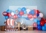 VIKING EXPLORER - Lilly Bear Studio Props, pirate, pirate ship, pirates, pirates of the carribean, pirateship, red blue white, thor, viking, viking ship, vikings, Wrinkle Free Fabric