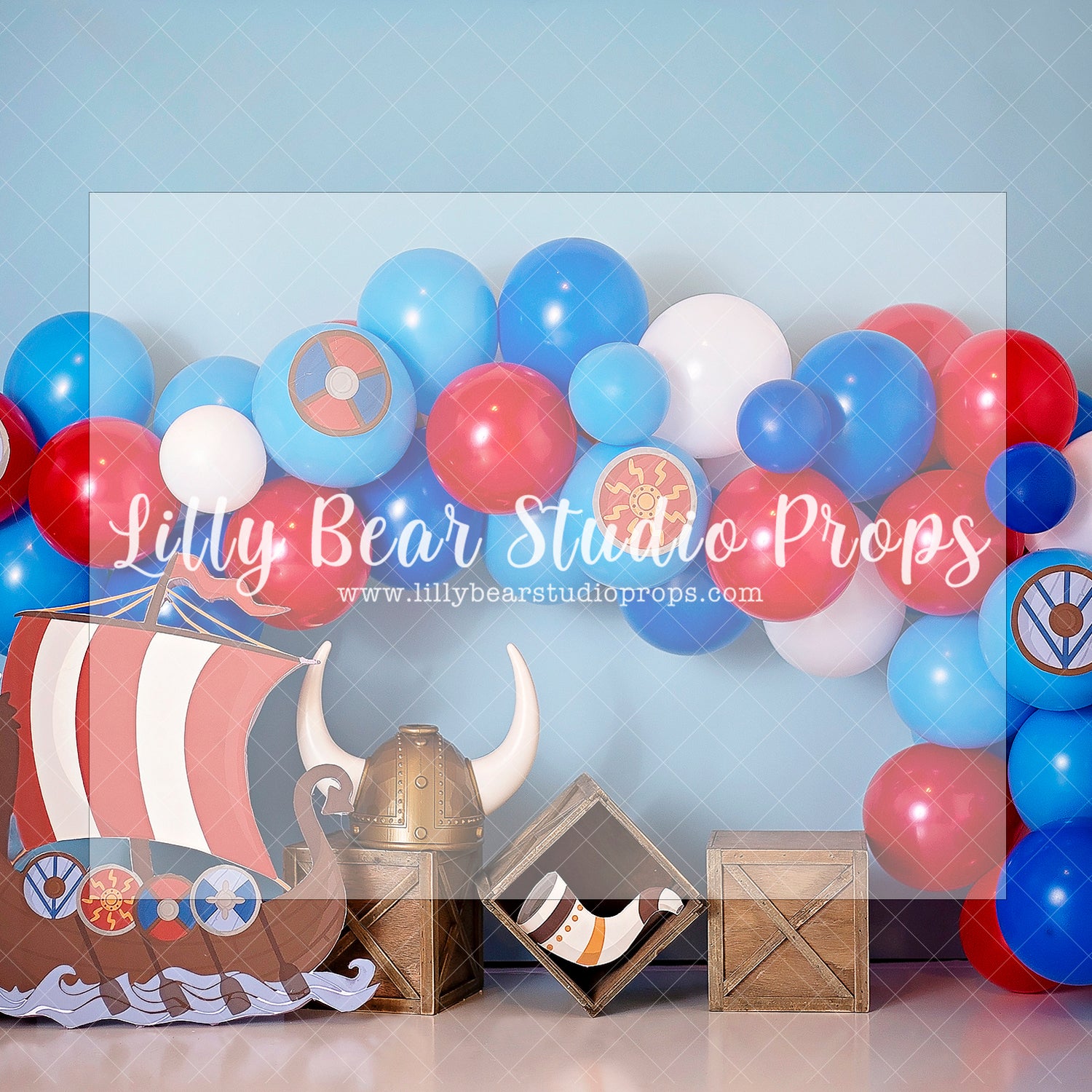 VIKING EXPLORER - Lilly Bear Studio Props, pirate, pirate ship, pirates, pirates of the carribean, pirateship, red blue white, thor, viking, viking ship, vikings, Wrinkle Free Fabric