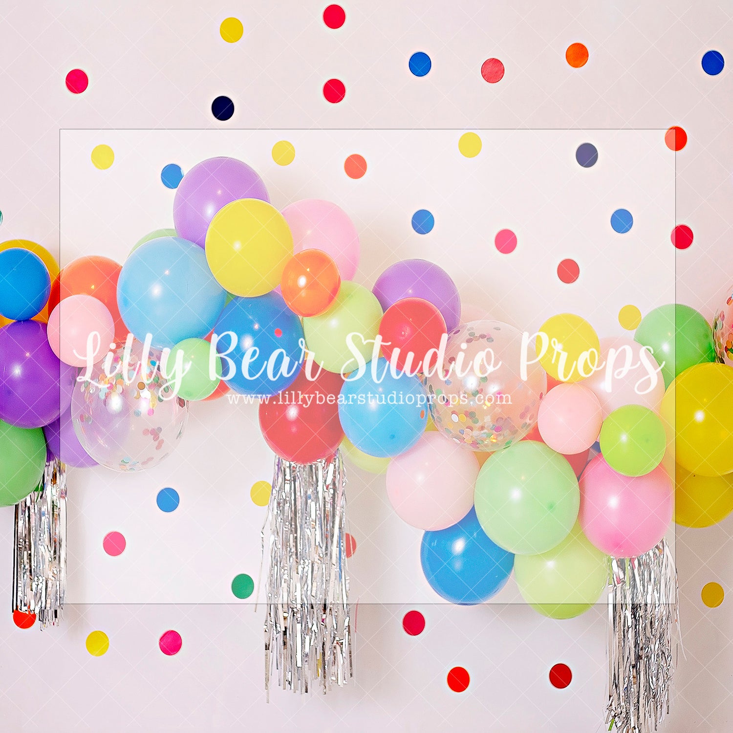 Its Confetti Time - Lilly Bear Studio Props, colourful, colourful rainbow, colourful raindrops, confetti, confetti balloons, Fabric, heart, hearts, mexican, mexican holiday, mexico, pinata, piniata, pink, pink and blue, pink balloon, pink balloon garland, pink burst, pink curtain, rainbow garland, rainbows, Wrinkle Free Fabric