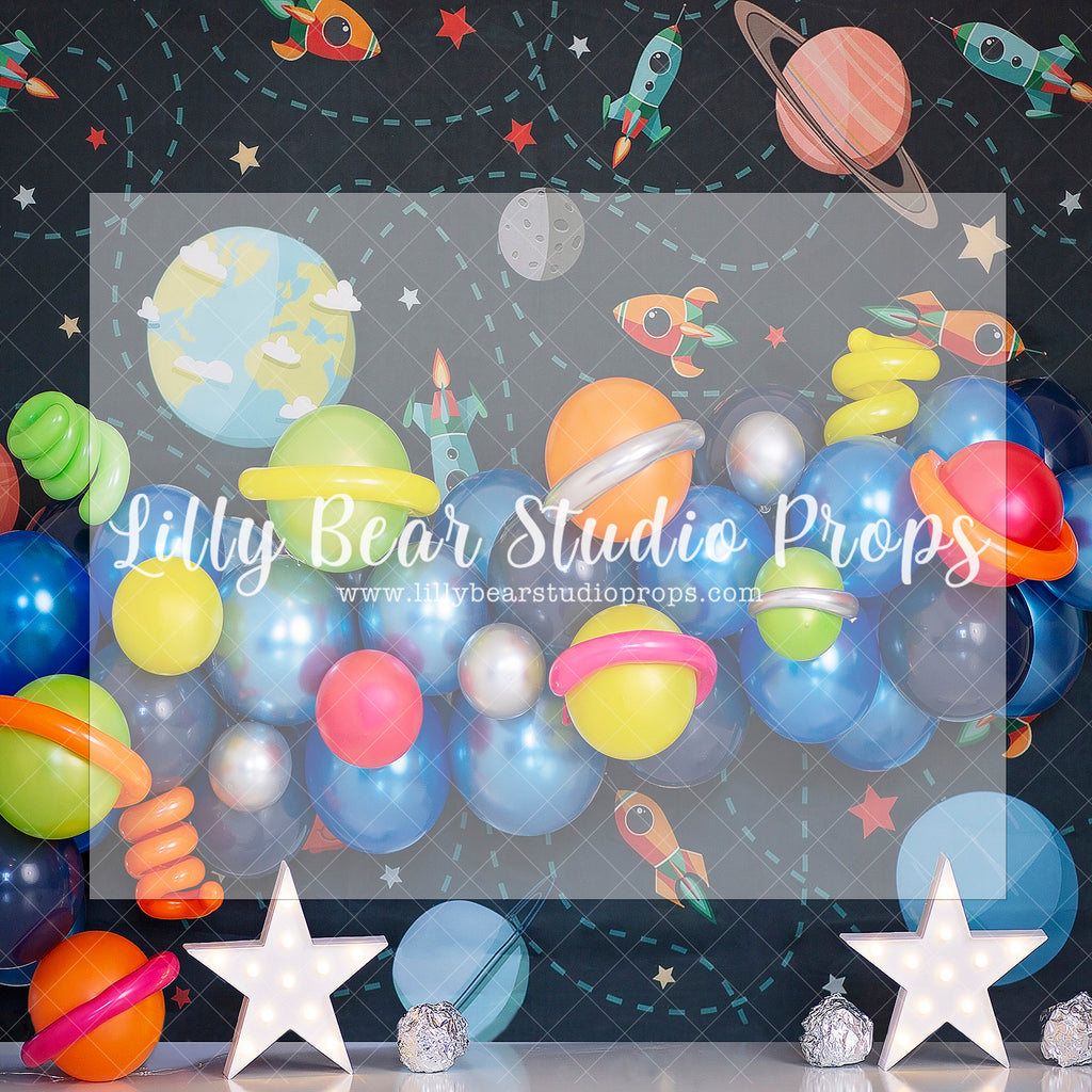 Intergalactic Party - Lilly Bear Studio Props, astro, astronaut, austronaut, boys, galaxy, galaxy space, hand painted, night sky, outerspace, planet, planetarium, planets, pluto, saturn, sky, space, space and stars, spacecraft, spaceship, star, stardust, stars, universe, white spaceship