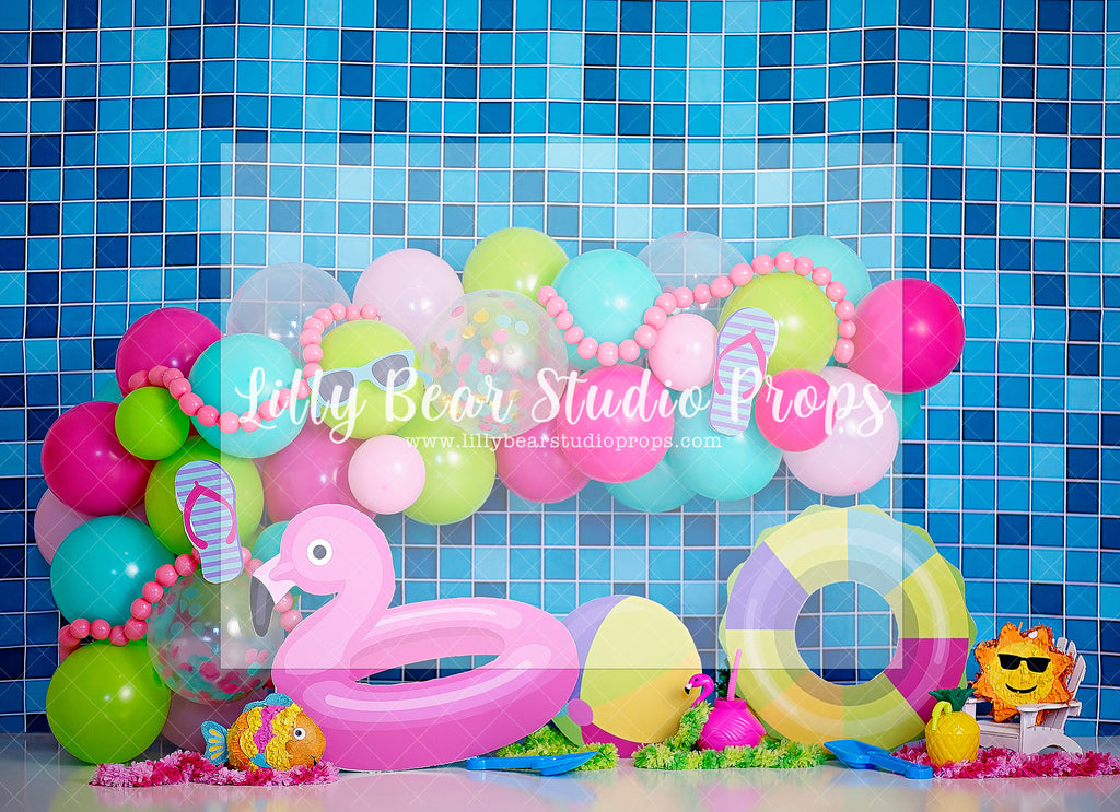 Party on the Pool Deck - Lilly Bear Studio Props, bath fun, bathtime, beach, flamingo, flip flops, pink flamingo, pool, pool side, rubber duck, rubber ducky, sports, sports theme, summer, summer drink, summer fun, summertime, sunglasses, sweet summertime, swim, swimming