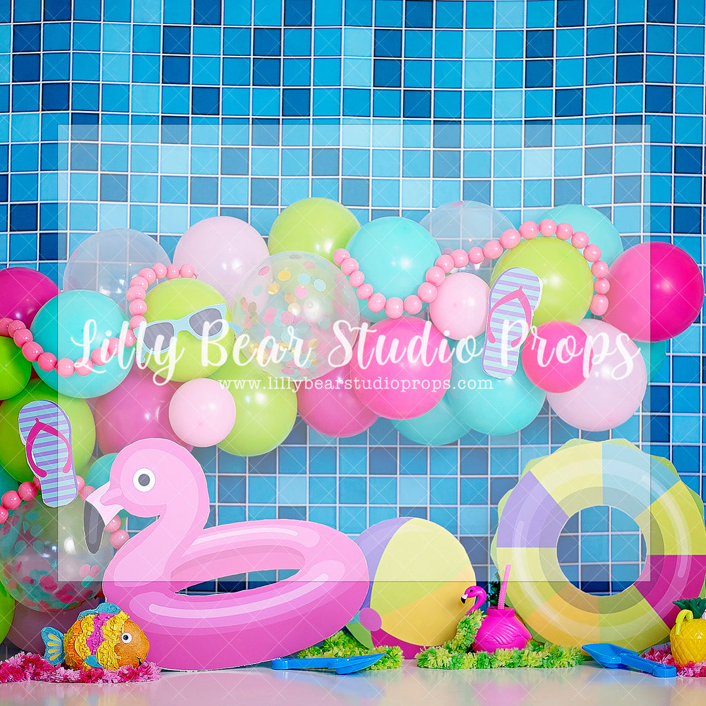 Party on the Pool Deck - Lilly Bear Studio Props, bath fun, bathtime, beach, flamingo, flip flops, pink flamingo, pool, pool side, rubber duck, rubber ducky, sports, sports theme, summer, summer drink, summer fun, summertime, sunglasses, sweet summertime, swim, swimming