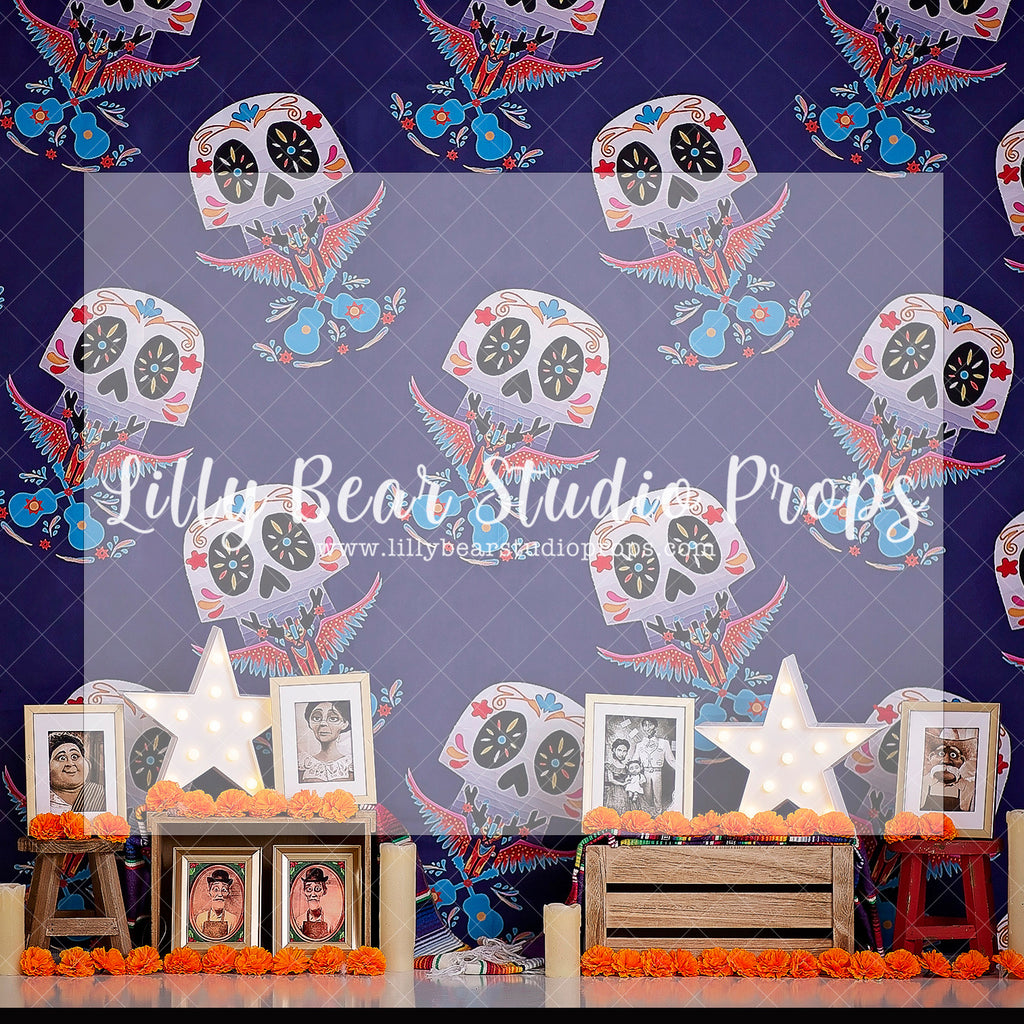 ITS ALL ABOUT COCO - Lilly Bear Studio Props, coco, Day of the Dead, disney, Land of the Dead, mexican, mexican holiday, mexico, pixar, remember me, shrine, skull, skull and bones, Wrinkle Free Fabric