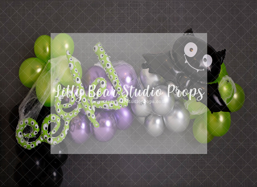 Spookeeek - Lilly Bear Studio Props, bat, creepy halloween, green purple silver black, halloween, halloween balloons, halloween birthday, halloween eyes, halloween haunt, halloween mini, halloween night, halloween spider, scary halloween, spooky, spooky balloons, spooky halloween, Wrinkle Free Fabric