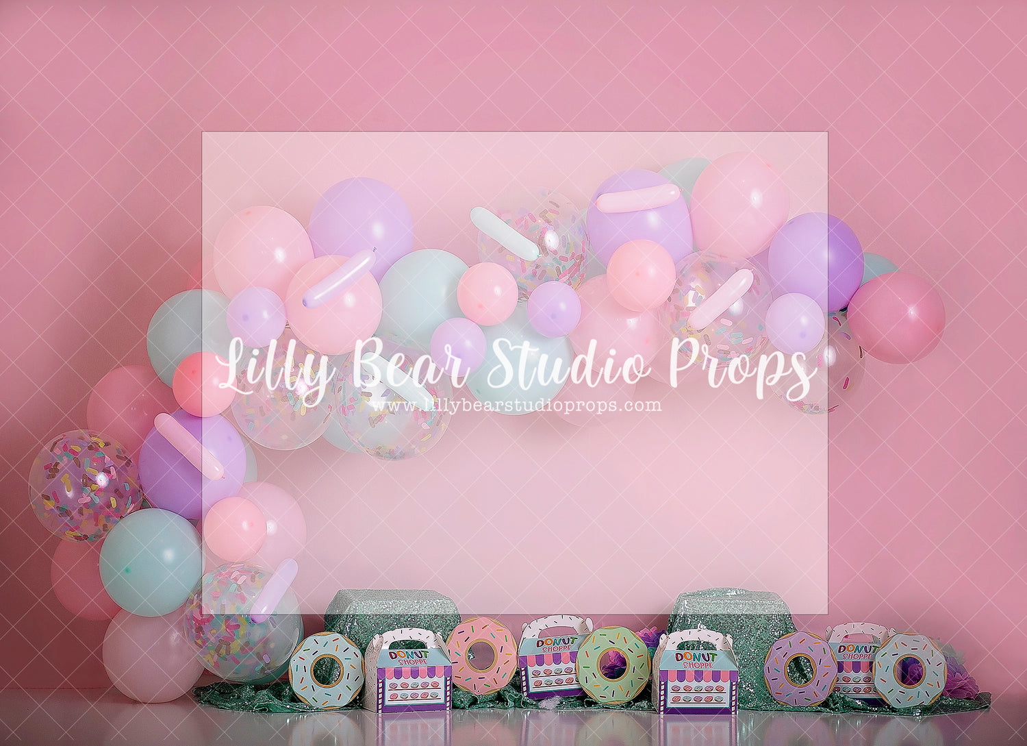 It's A Sticky Situation - Lilly Bear Studio Props, donut, donut balloons, donut group up, donut growup, donut party, donuts, pastel, pastel balloon garland, pastel balloon wall, pastel balloons, pastel blue, pastel donuts, pastel garland, pastel green, pastel pink, pastel purple, pastel rainbow, pastel yellow, pink donuts, purple pastel balloons, rainbow sprinkles, sprinkle donuts, sprinkles, Wrinkle Free Fabric