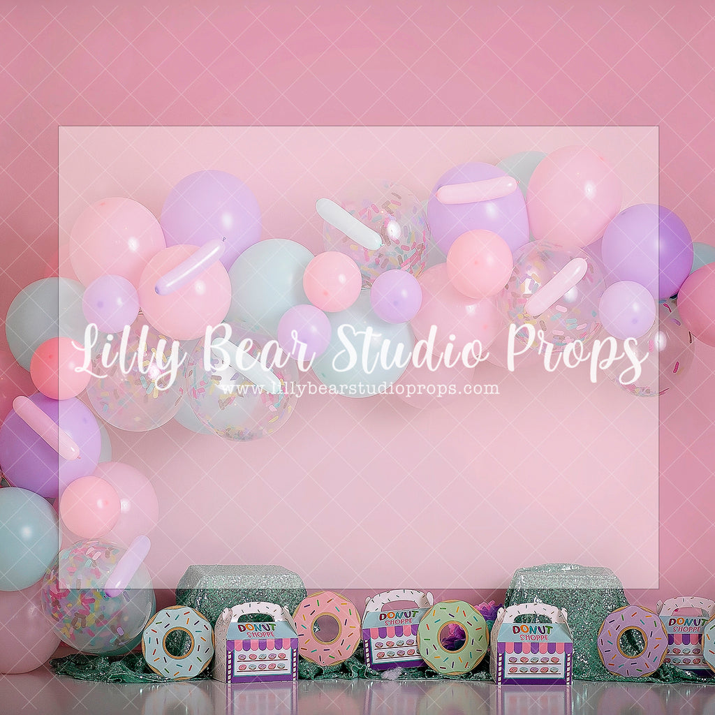 It's A Sticky Situation - Lilly Bear Studio Props, donut, donut balloons, donut group up, donut growup, donut party, donuts, pastel, pastel balloon garland, pastel balloon wall, pastel balloons, pastel blue, pastel donuts, pastel garland, pastel green, pastel pink, pastel purple, pastel rainbow, pastel yellow, pink donuts, purple pastel balloons, rainbow sprinkles, sprinkle donuts, sprinkles, Wrinkle Free Fabric