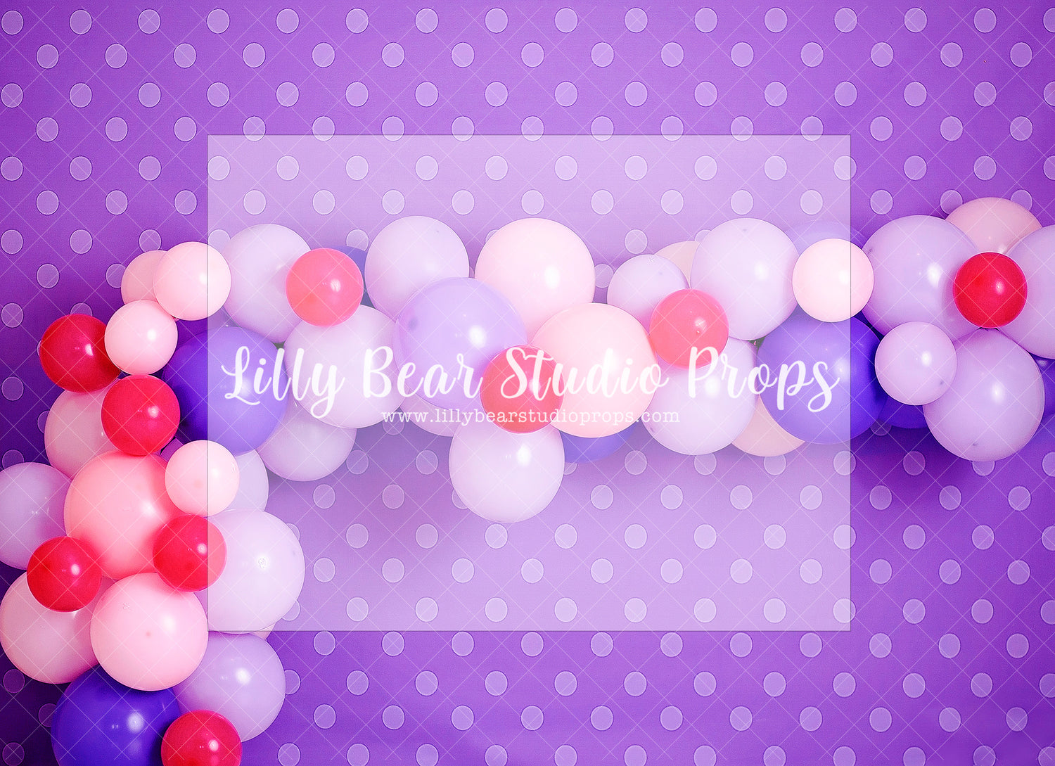 PURPLE POLKAPARTY - Lilly Bear Studio Props, pink, pink and purple, polka dot, polka dots, purple polka dot, Wrinkle Free Fabric