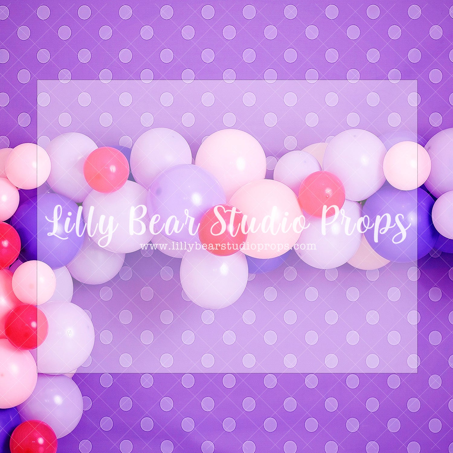 PURPLE POLKAPARTY - Lilly Bear Studio Props, pink, pink and purple, polka dot, polka dots, purple polka dot, Wrinkle Free Fabric