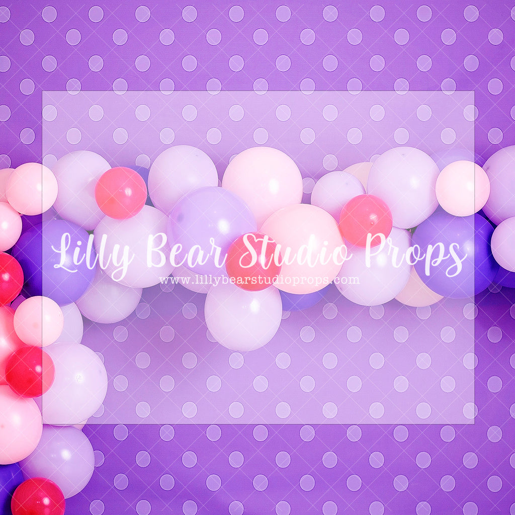 PURPLE POLKAPARTY - Lilly Bear Studio Props, pink, pink and purple, polka dot, polka dots, purple polka dot, Wrinkle Free Fabric