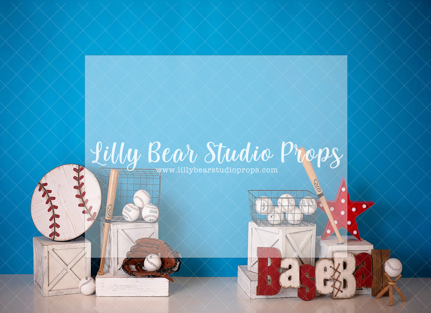 Baseball On Blue - Lilly Bear Studio Props, baseball, baseball balls, baseball bat, baseball birthday, baseball diamond, baseball field, baseball glove, baseball player, baseball star, baseball team, baseballs, blue jays baseball, boy sports, girl baseball, sports, sports game, sports party, sports team, sports theme