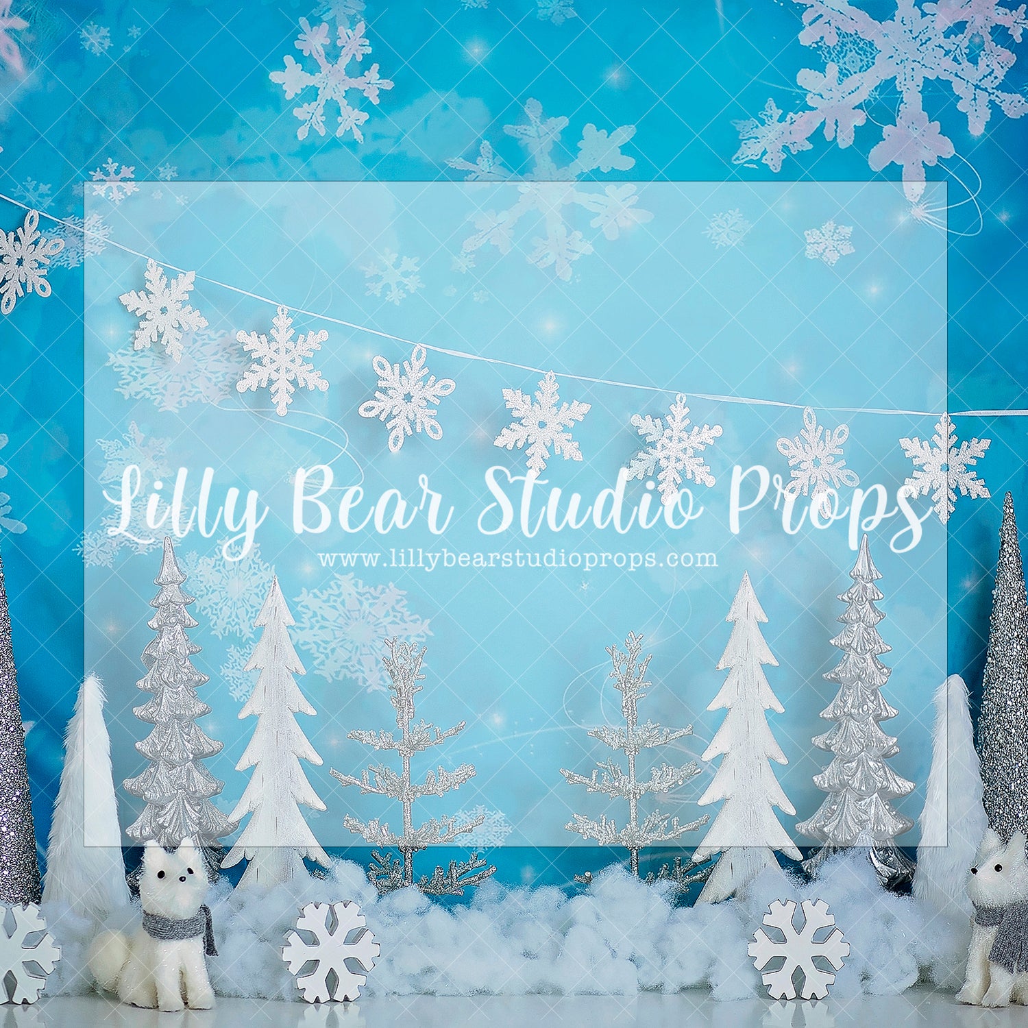 Icy Flakes - Lilly Bear Studio Props, blue, blue and silver, cabin, disney frozen, Fabric, frozen, frozen 2, frozen disney, frozen movie, frozen princess, gingerbread, gingerbread cookies, gingerbread house, gingerbread man, girls, pepermint, snow, white pine, white pine trees, white pine wood, white pines, winter one-derland, winter onederland, Wrinkle Free Fabric