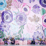 FLORALUNA - Lilly Bear Studio Props, floral, floral and lace, floral garden, girls, girls birthday, glitter, lantern, pink and purple, pink and purple floral, pink flowers, purple flowers, Wrinkle Free Fabric, yellow daisies