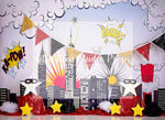 Comic World Party - Lilly Bear Studio Props, bang, city scape, cityscape, comic book, comic book city, comic books, comic city, comics, dc comics, little superhero, pow, red black yellow, start, superhero, superheros