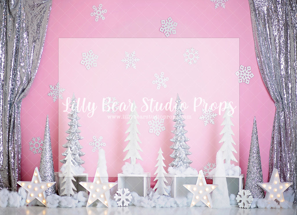 Pink Ice - Lilly Bear Studio Props, Fabric, frozen, girls, one-derful, one-derland, pink and grey, snow, snow princess, white pine, white pine trees, white pine wood, white pines, winter one-derland, winter onederland, Wrinkle Free Fabric