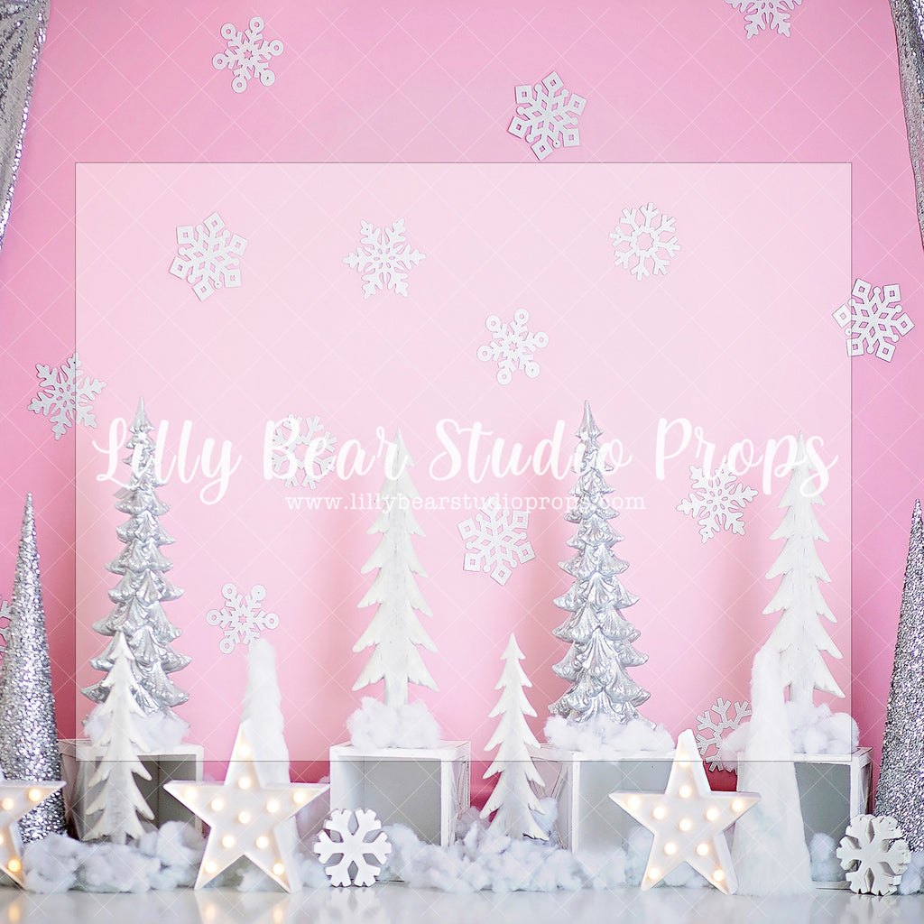 Pink Ice - Lilly Bear Studio Props, Fabric, frozen, girls, one-derful, one-derland, pink and grey, snow, snow princess, white pine, white pine trees, white pine wood, white pines, winter one-derland, winter onederland, Wrinkle Free Fabric