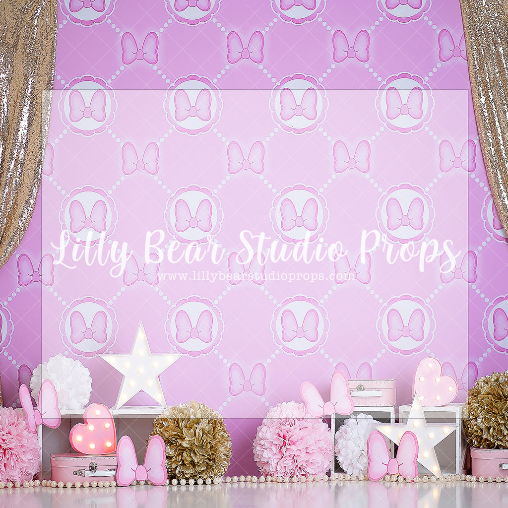 Bowtique Party - Lilly Bear Studio Props, bowtique, Fabric, minnie, minnie mouse, minnie mouse balloon garland, minnie mouse bow, minnie mouse garden, minnie's bowtique, pink minnie, Wrinkle Free Fabric