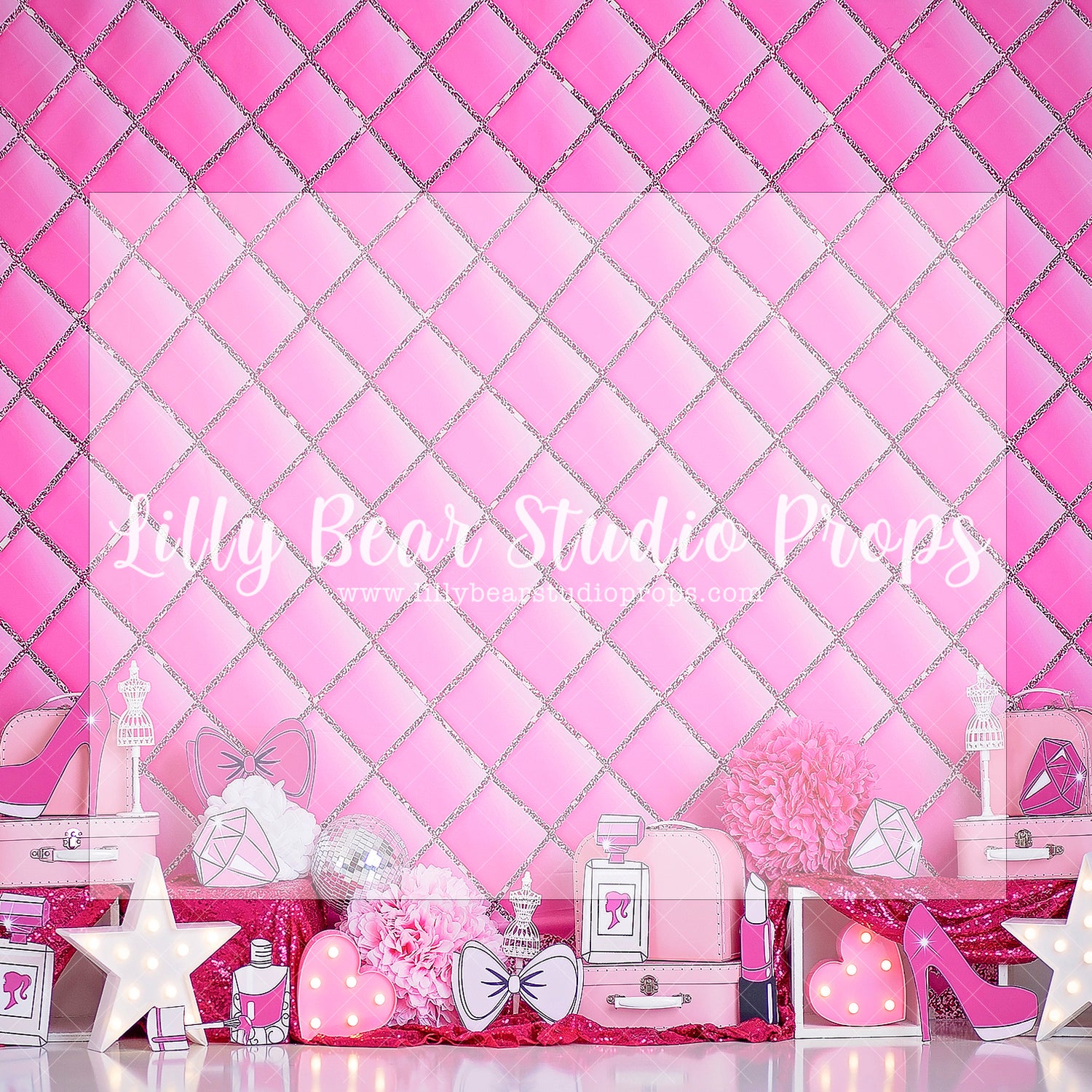 Chic Dressing Room - Lilly Bear Studio Props, barbie, barbie girl, barbie wall, bows, bowtique, dressing room, Fabric, fashion, fashionista, girl birthday, girl room, girly birthday, heels, high heels, minnie, minnie mouse, minnie mouse balloon garland, minnie mouse bow, minnie mouse garden, minnie's bows, minnie's bowtique, pink, pink minnie, pink room, pretty in pink, Wrinkle Free Fabric