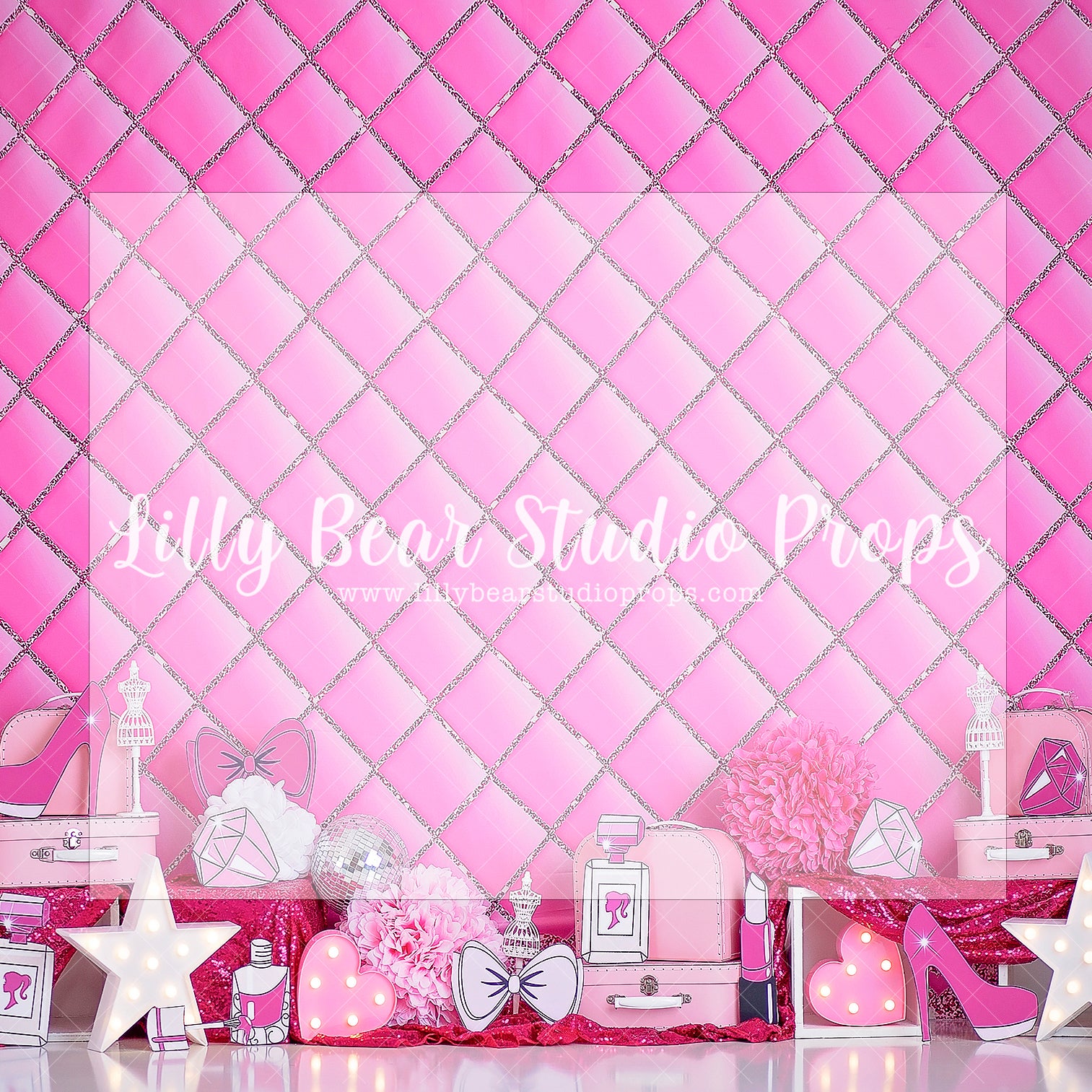 Chic Dressing Room - Lilly Bear Studio Props, barbie, barbie girl, barbie wall, bows, bowtique, dressing room, Fabric, fashion, fashionista, girl birthday, girl room, girly birthday, heels, high heels, minnie, minnie mouse, minnie mouse balloon garland, minnie mouse bow, minnie mouse garden, minnie's bows, minnie's bowtique, pink, pink minnie, pink room, pretty in pink, Wrinkle Free Fabric